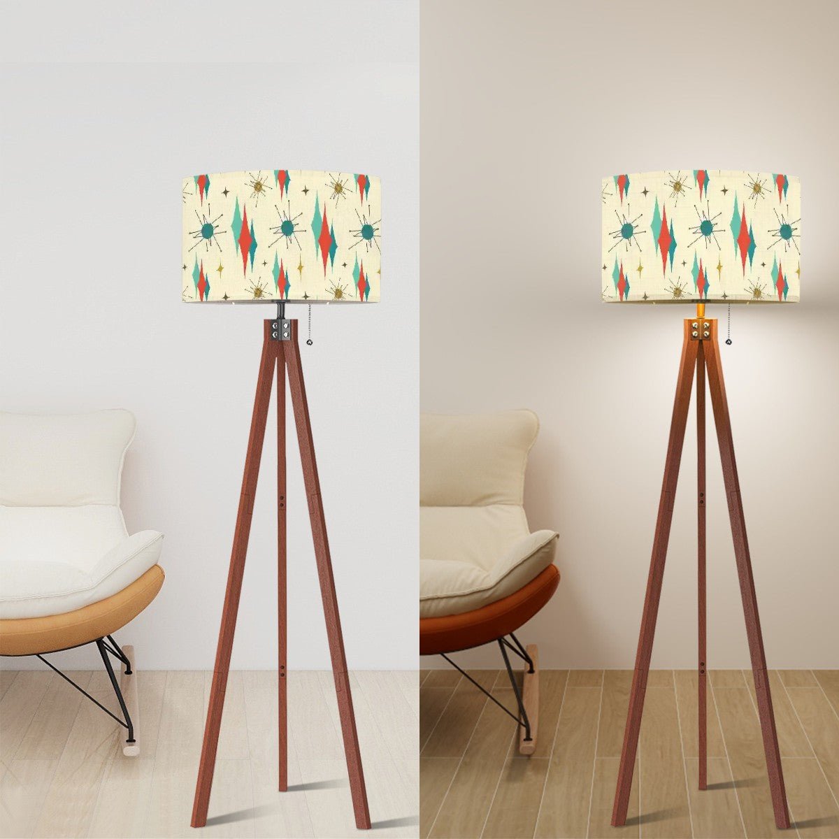 Kate McEnroe New York Franciscan Diamond Starburst Tripod Floor Lamp, Mid Century Modern Retro MCM Accent LightingFloor LampsB0O6SxtKxK