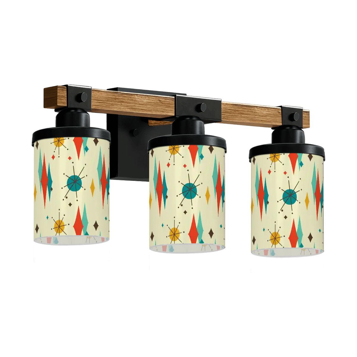 Kate McEnroe New York Franciscan Diamond Starburst Vanity Light, Mid Century Modern 50s Retro 3 - Light FixtureVanity Light FixturesJWloa5M8N3