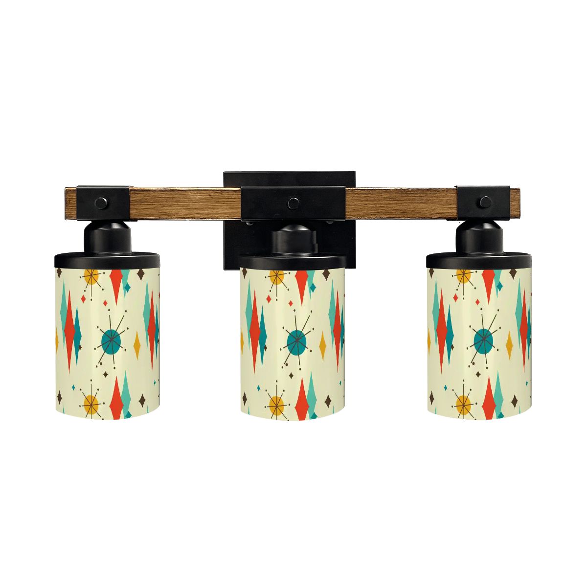 Kate McEnroe New York Franciscan Diamond Starburst Vanity Light, Mid Century Modern 50s Retro 3 - Light FixtureVanity Light FixturesJWloa5M8N3