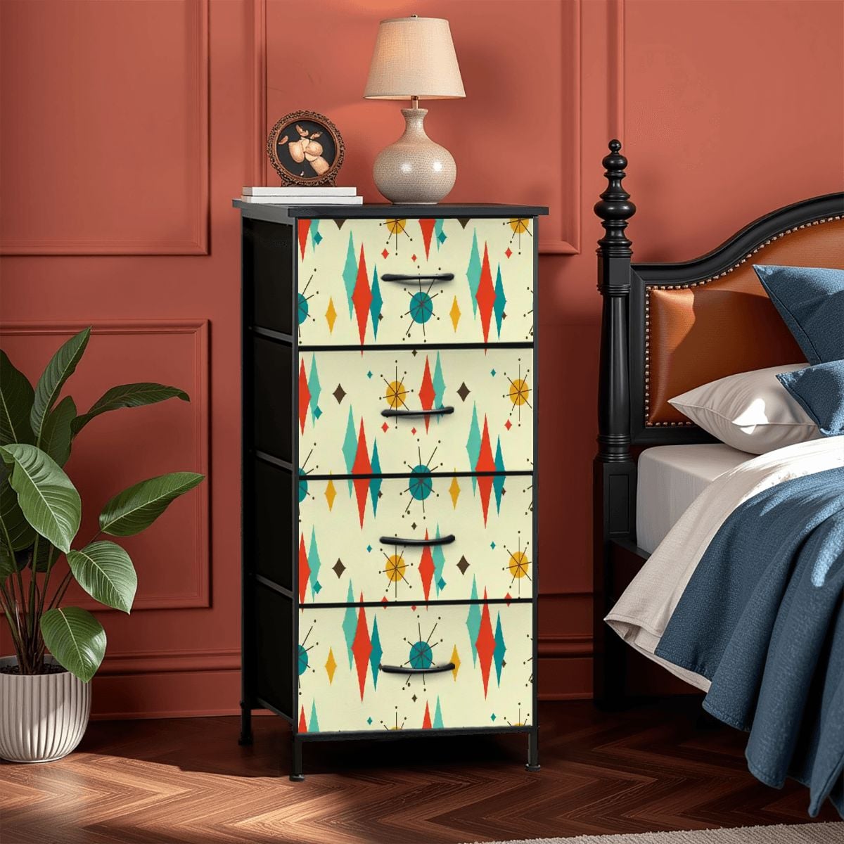 Kate McEnroe New York Franciscan Starburst 50s Mid Century Modern 4 Drawer DresserDressersOssXIohUsT