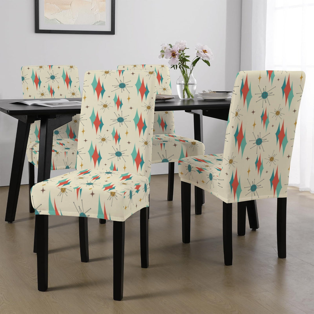 Kate McEnroe New York Franciscan Starburst 50s Mid Century Modern Chair SlipcoverChair SlipcoversD3467426