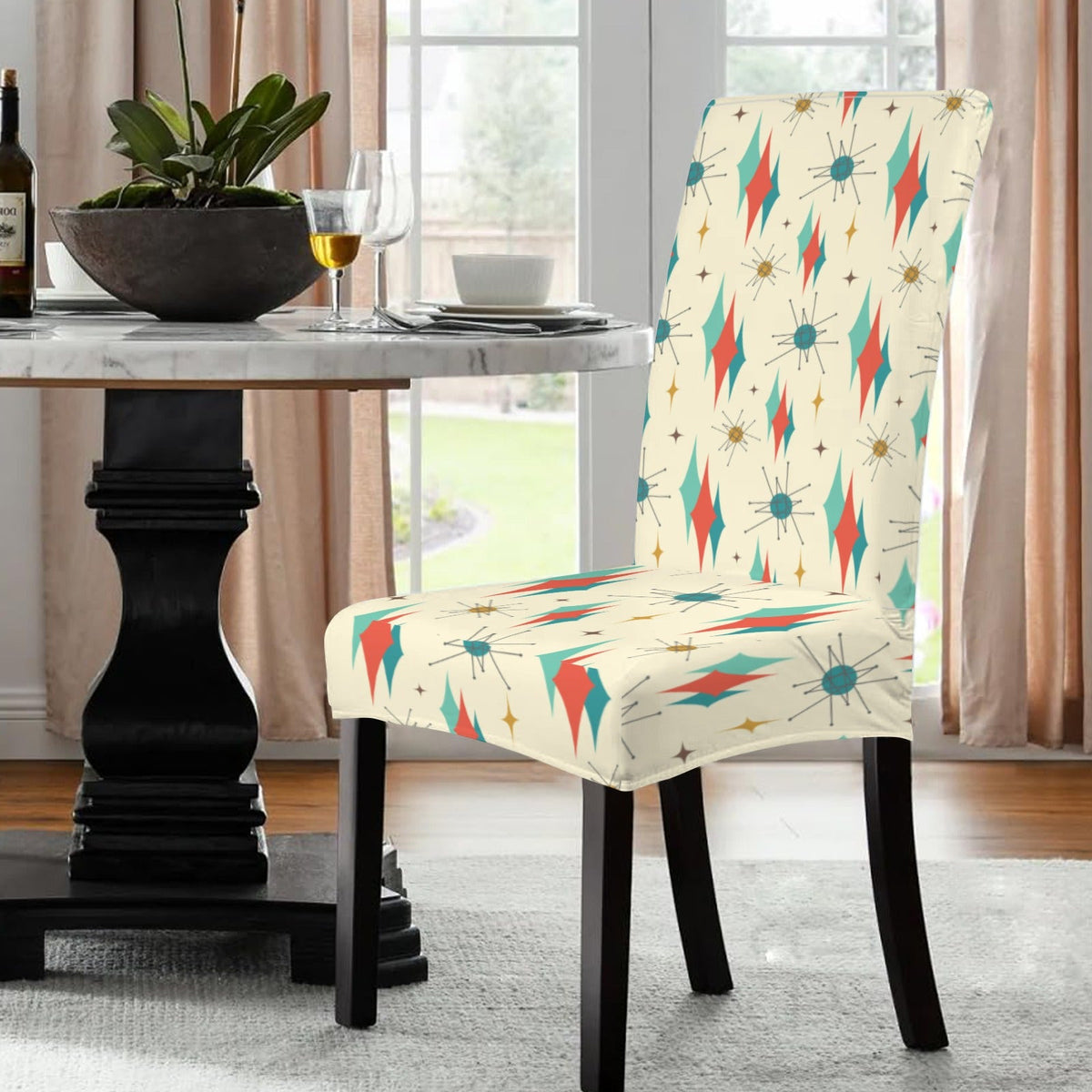 Kate McEnroe New York Franciscan Starburst 50s Mid Century Modern Chair SlipcoverChair SlipcoversD3467426
