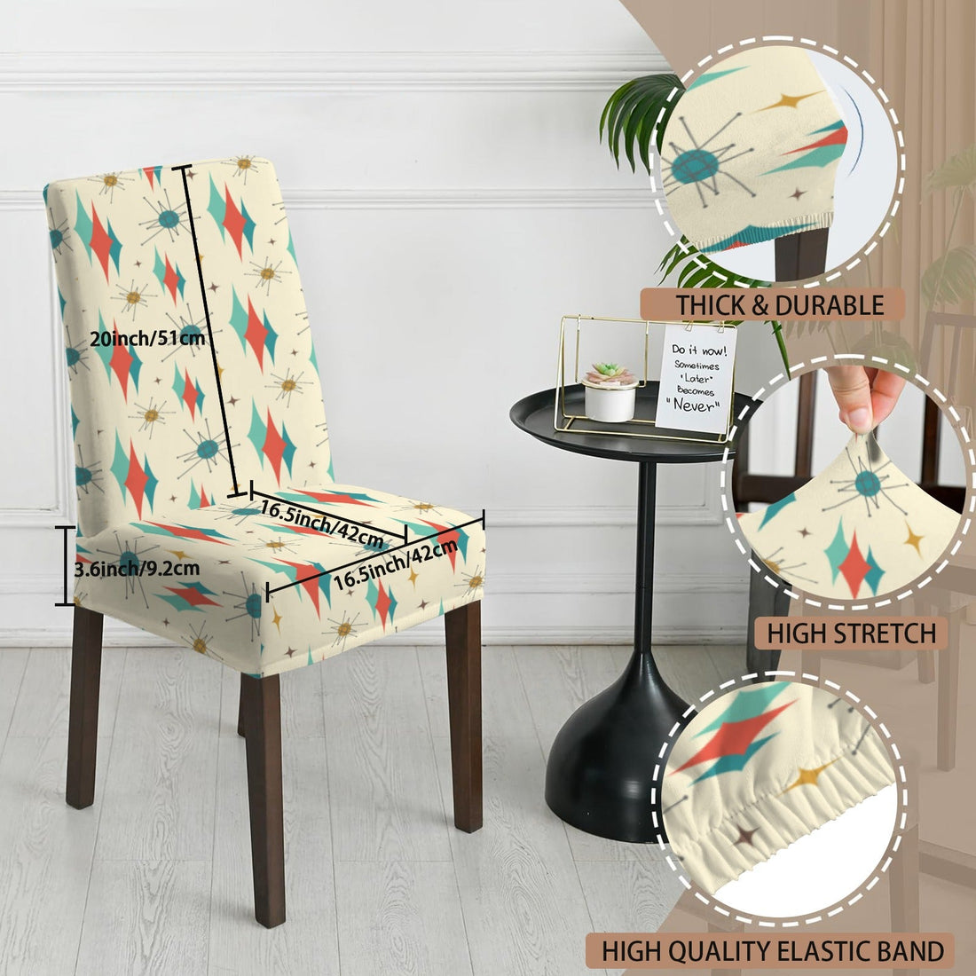 Kate McEnroe New York Franciscan Starburst 50s Mid Century Modern Chair SlipcoverChair SlipcoversD3467426