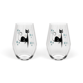 Kate McEnroe New York Franciscan Starburst Atomic Cat Stemless Wine Glass, Mid Century Modern Retro BarwareWine Glasses12541836861827153556