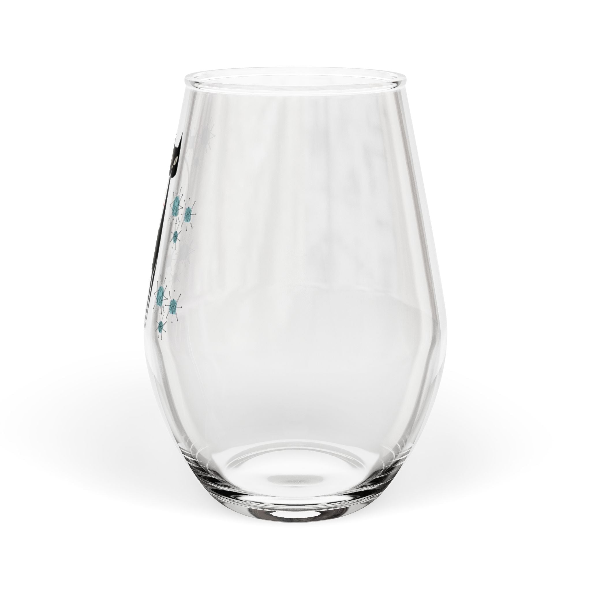 Kate McEnroe New York Franciscan Starburst Atomic Cat Stemless Wine Glass, Mid Century Modern Retro BarwareWine Glasses12541836861827153556