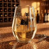Kate McEnroe New York Franciscan Starburst Atomic Cat Stemless Wine Glass, Mid Century Modern Retro BarwareWine Glasses12541836861827153556