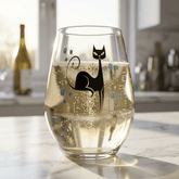 Kate McEnroe New York Franciscan Starburst Atomic Cat Stemless Wine Glass, Mid Century Modern Retro BarwareWine Glasses12541836861827153556