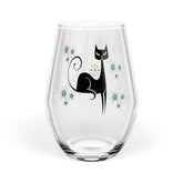 Kate McEnroe New York Franciscan Starburst Atomic Cat Stemless Wine Glass, Mid Century Modern Retro BarwareWine Glasses12541836861827153556