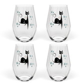 Kate McEnroe New York Franciscan Starburst Atomic Cat Stemless Wine Glass, Mid Century Modern Retro BarwareWine Glasses12541836861827153556