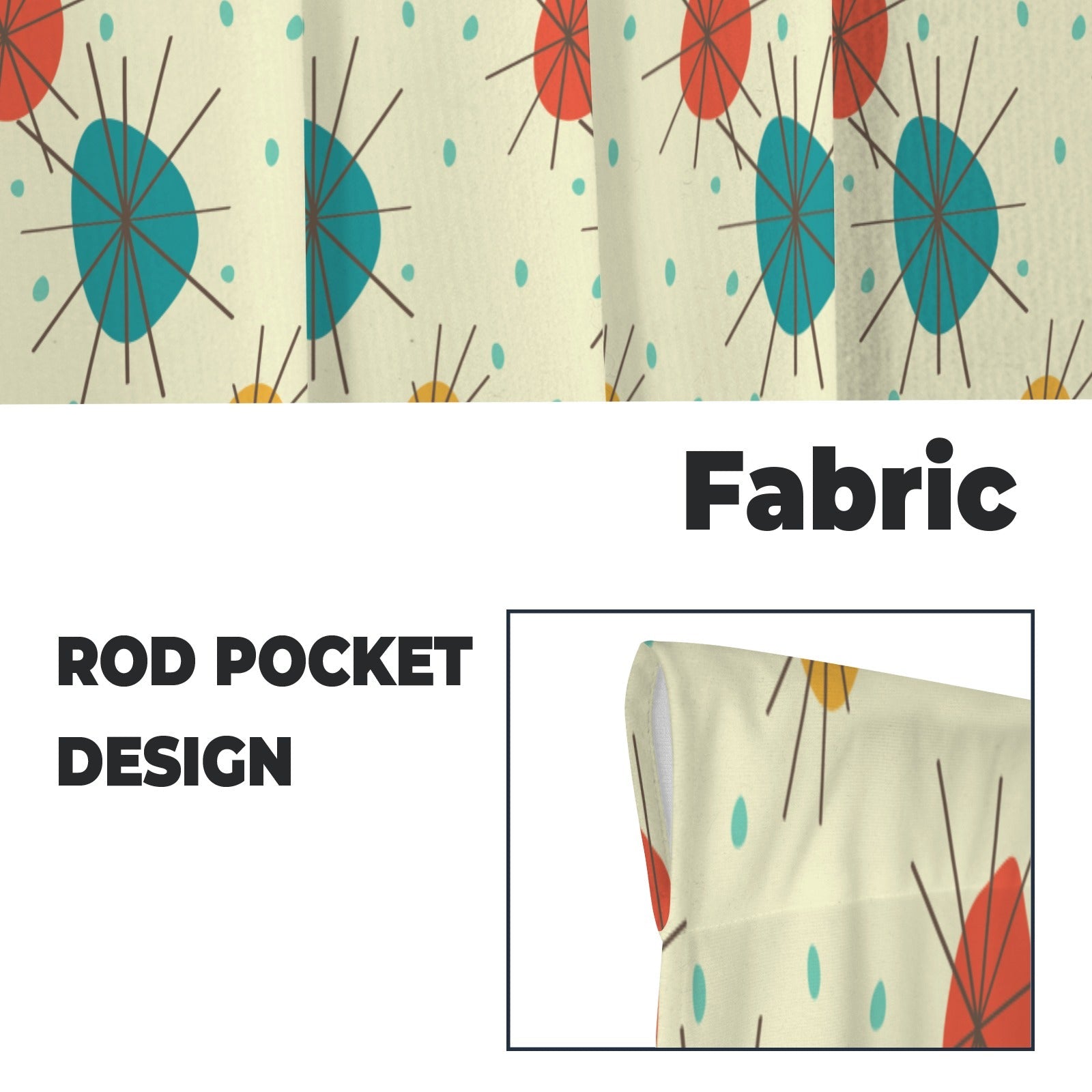 Kate McEnroe New York Franciscan Starburst Cafe Curtains, Mid Century Modern Kitchen TiersCafe CurtainsD3327565