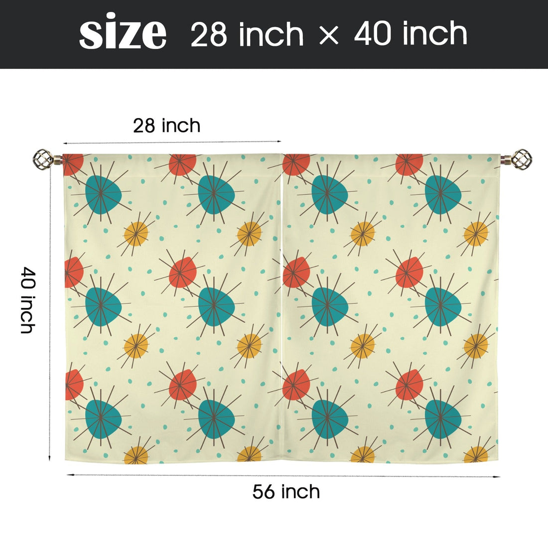 Kate McEnroe New York Franciscan Starburst Cafe Curtains, Mid Century Modern Kitchen TiersCafe CurtainsD3327565