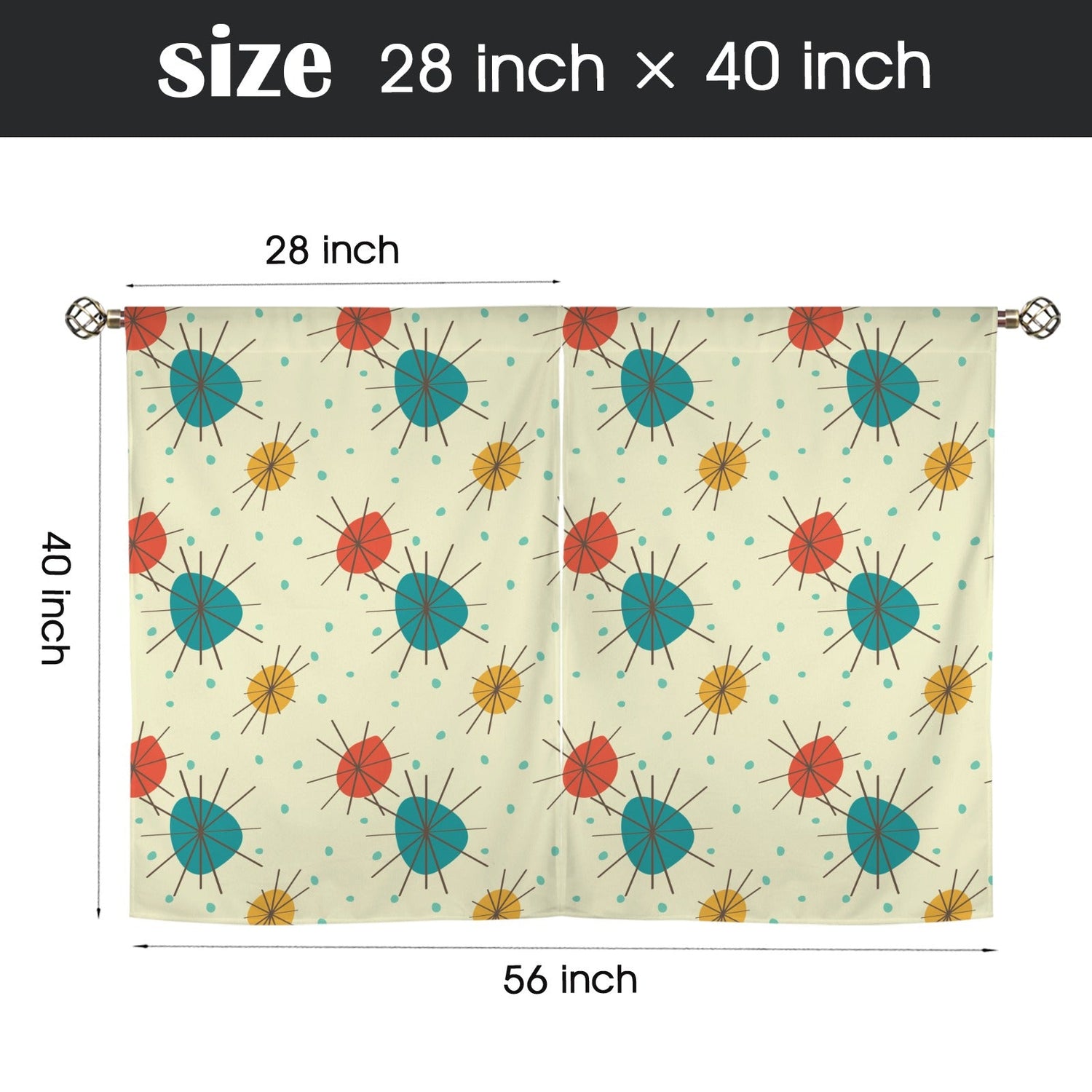 Kate McEnroe New York Franciscan Starburst Cafe Curtains, Mid Century Modern Kitchen TiersCafe CurtainsD3327565