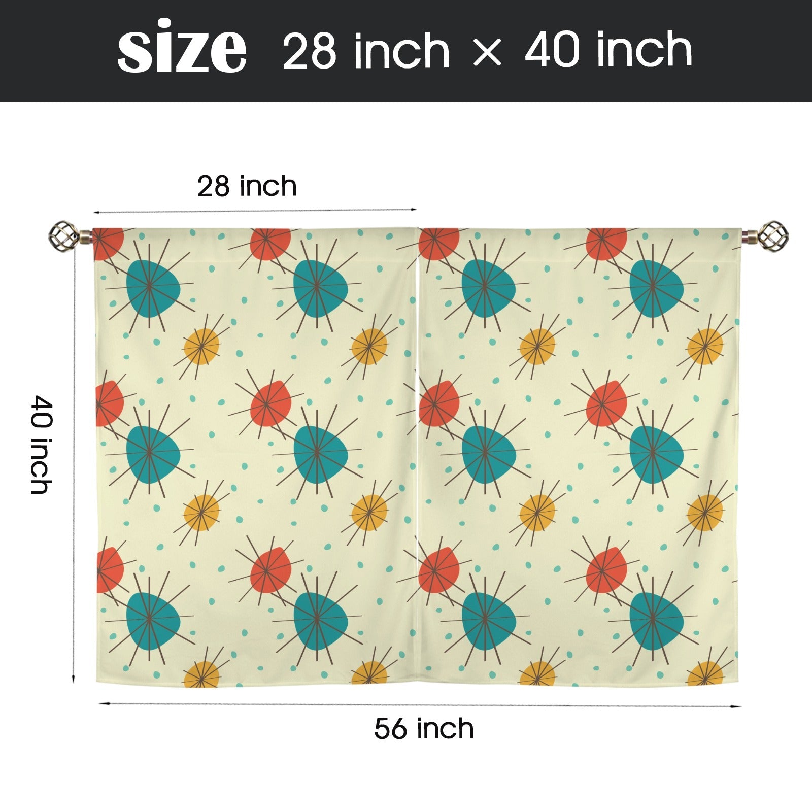 Kate McEnroe New York Franciscan Starburst Cafe Curtains, Mid Century Modern Kitchen TiersCafe CurtainsD3327565