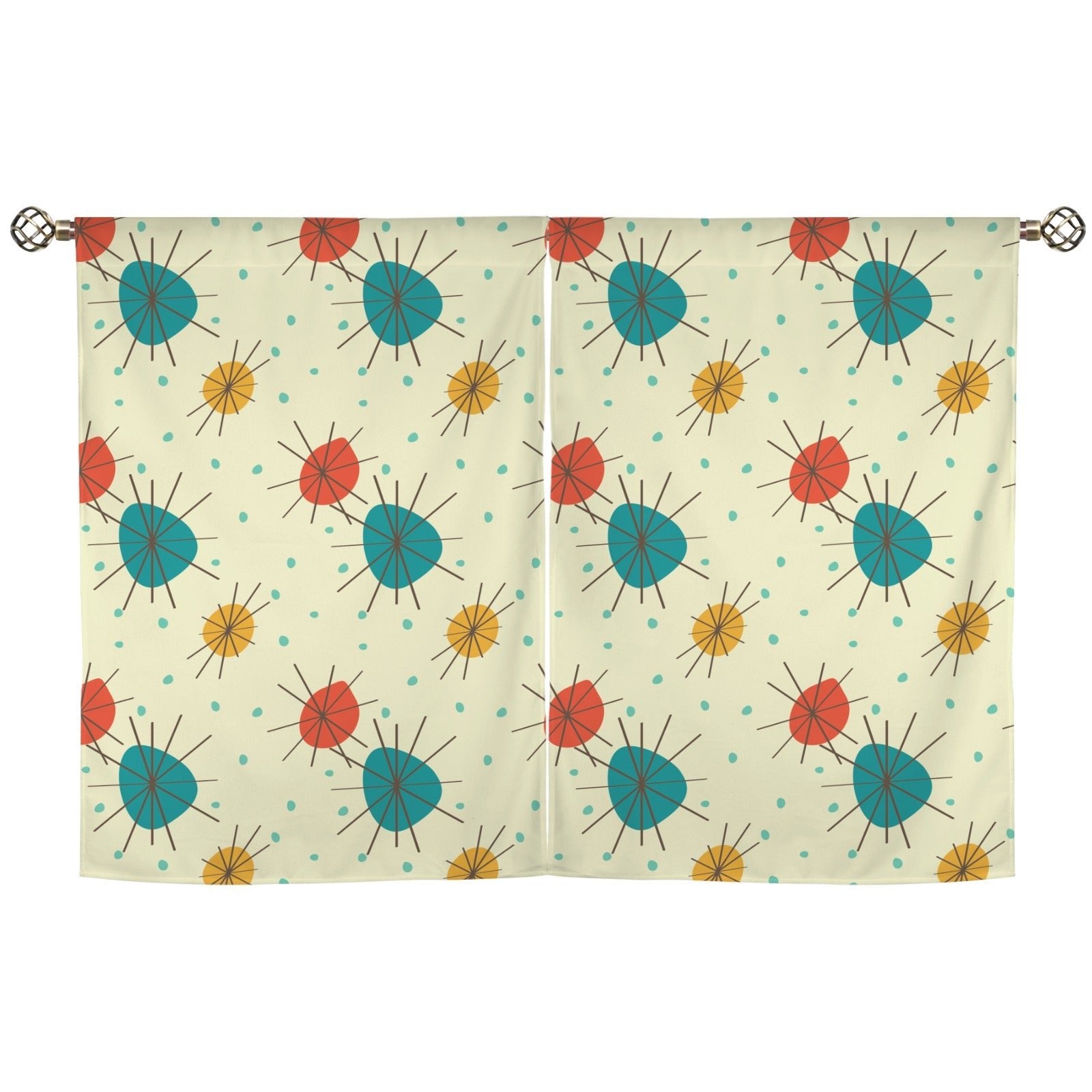 Kate McEnroe New York Franciscan Starburst Cafe Curtains, Mid Century Modern Kitchen TiersCafe CurtainsD3327565