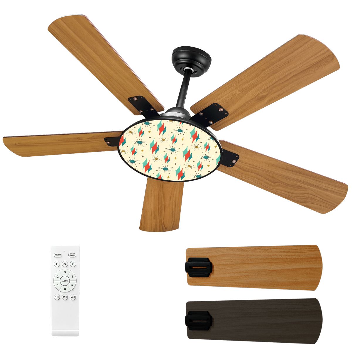 Kate McEnroe New York Franciscan Starburst Ceiling Fan, Mid Century Modern Light FixtureCeiling FansotOmmdvMMC