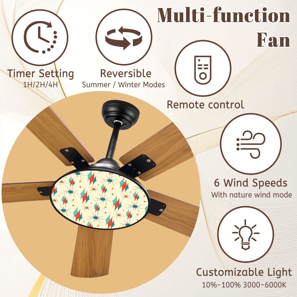 Kate McEnroe New York Franciscan Starburst Ceiling Fan, Mid Century Modern Light FixtureCeiling FansotOmmdvMMC
