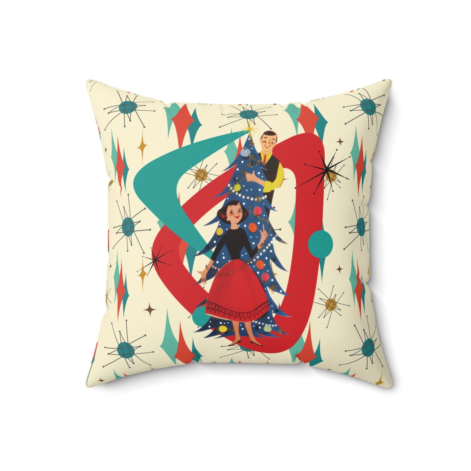 Kate McEnroe New York Franciscan Starburst Christmas Pillow, Retro Mid Century Modern Holiday Decor, 1950s Atomic Starburst CushionThrow Pillows11819955156991594323