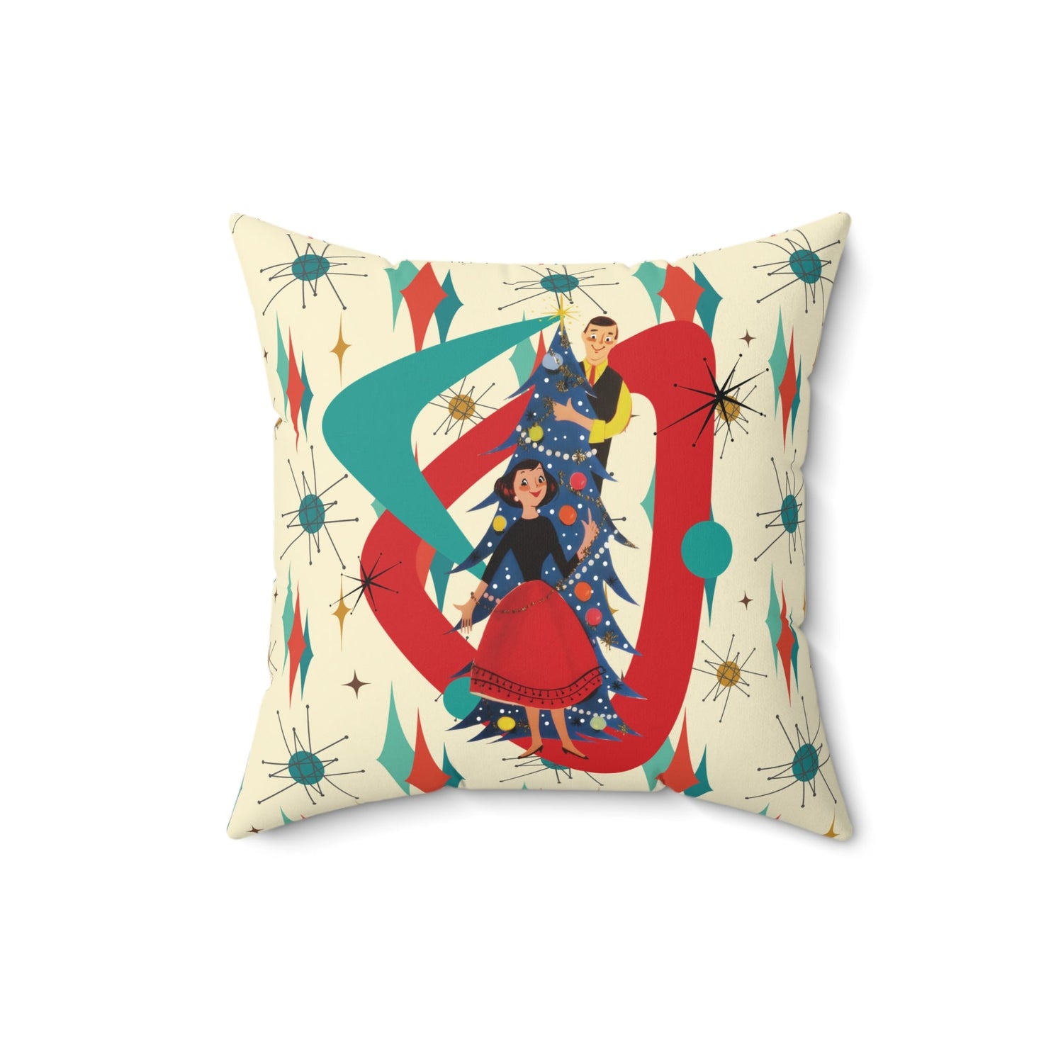 Kate McEnroe New York Franciscan Starburst Christmas Pillow, Retro Mid Century Modern Holiday Decor, 1950s Atomic Starburst CushionThrow Pillows18035867220692538751