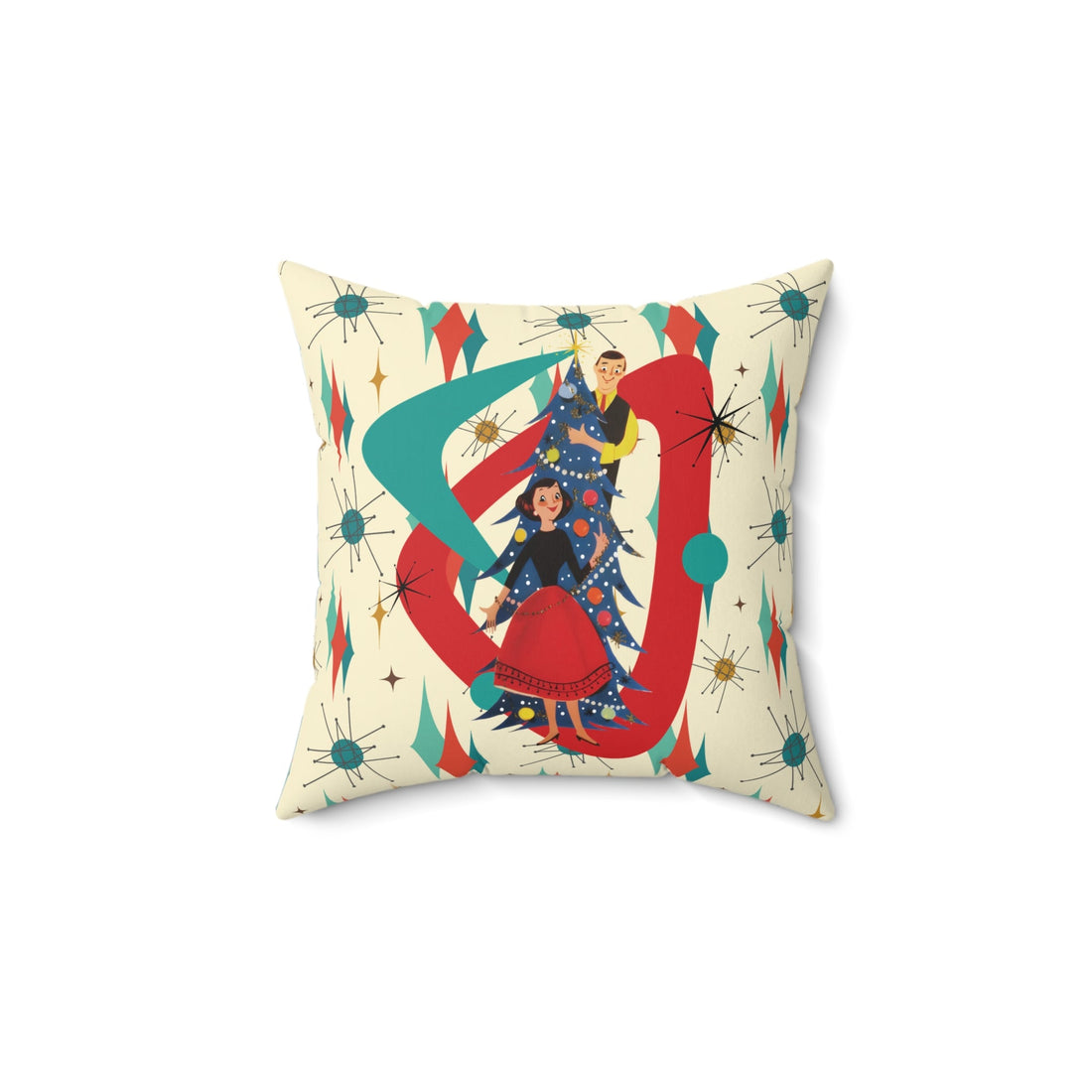 Kate McEnroe New York Franciscan Starburst Christmas Pillow, Retro Mid Century Modern Holiday Decor, 1950s Atomic Starburst CushionThrow Pillows54335752371680484209