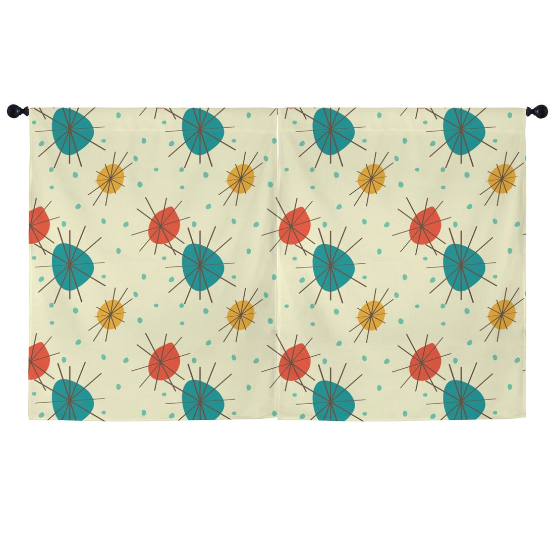 Kate McEnroe New York Franciscan Starburst Curtains, Mid Century Modern MCM Retro Set of 2 Window PanelsWindow CurtainsD3327564