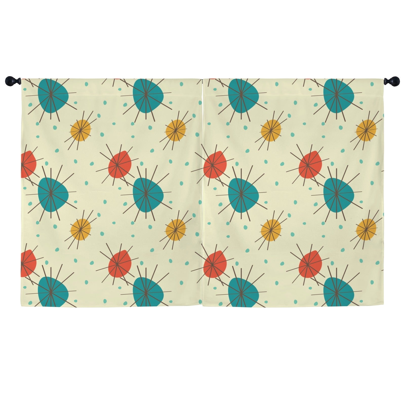 Kate McEnroe New York Franciscan Starburst Curtains, Mid Century Modern MCM Retro Set of 2 Window PanelsWindow CurtainsD3327564