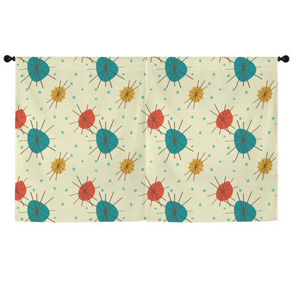 Kate McEnroe New York Franciscan Starburst Curtains, Mid Century Modern MCM Retro Set of 2 Window PanelsWindow CurtainsD3327564
