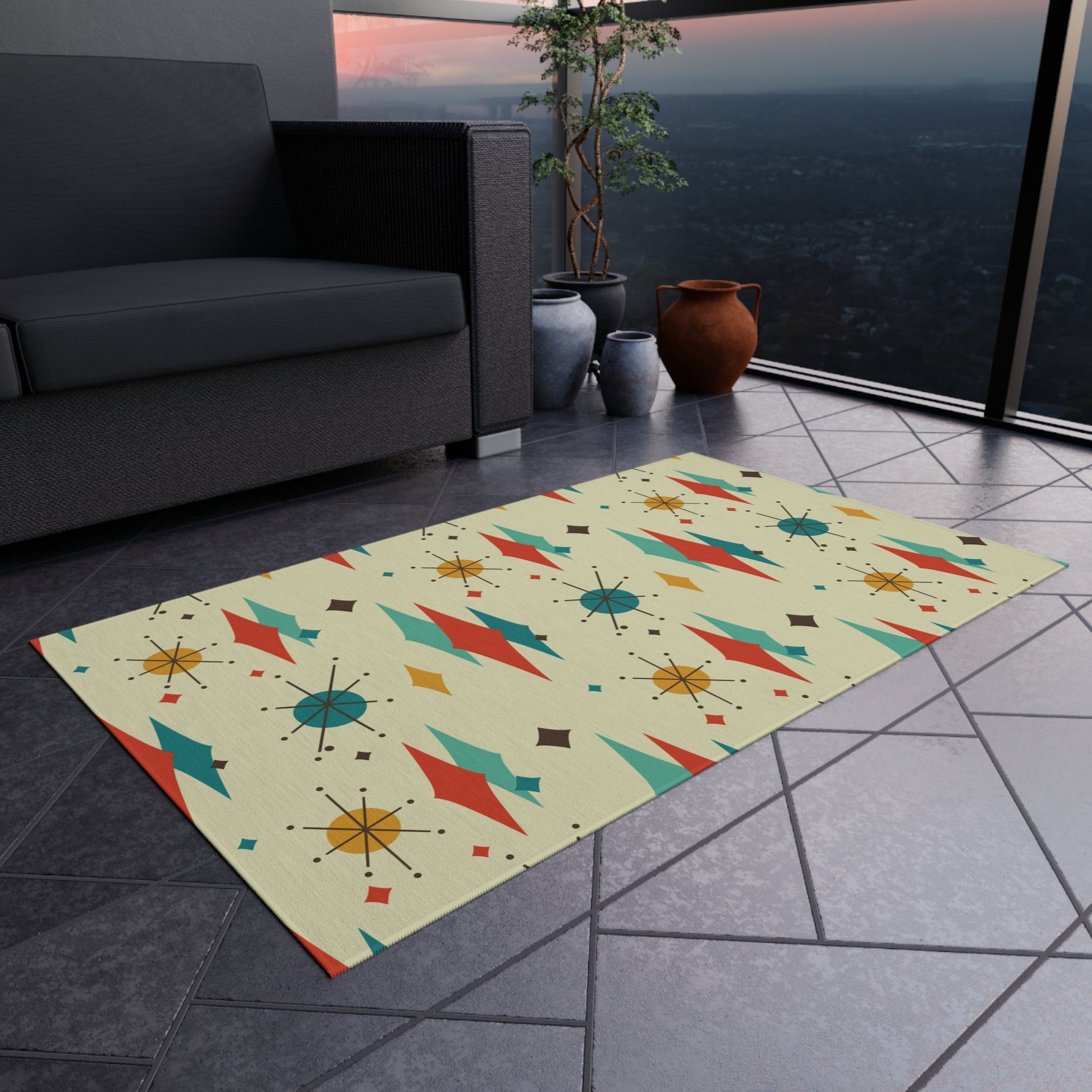 Kate McEnroe New York Franciscan Starburst Diamond Indoor Outdoor Rug, Retro Mid Century Modern Geometric Area RugRugs11006200538994858399
