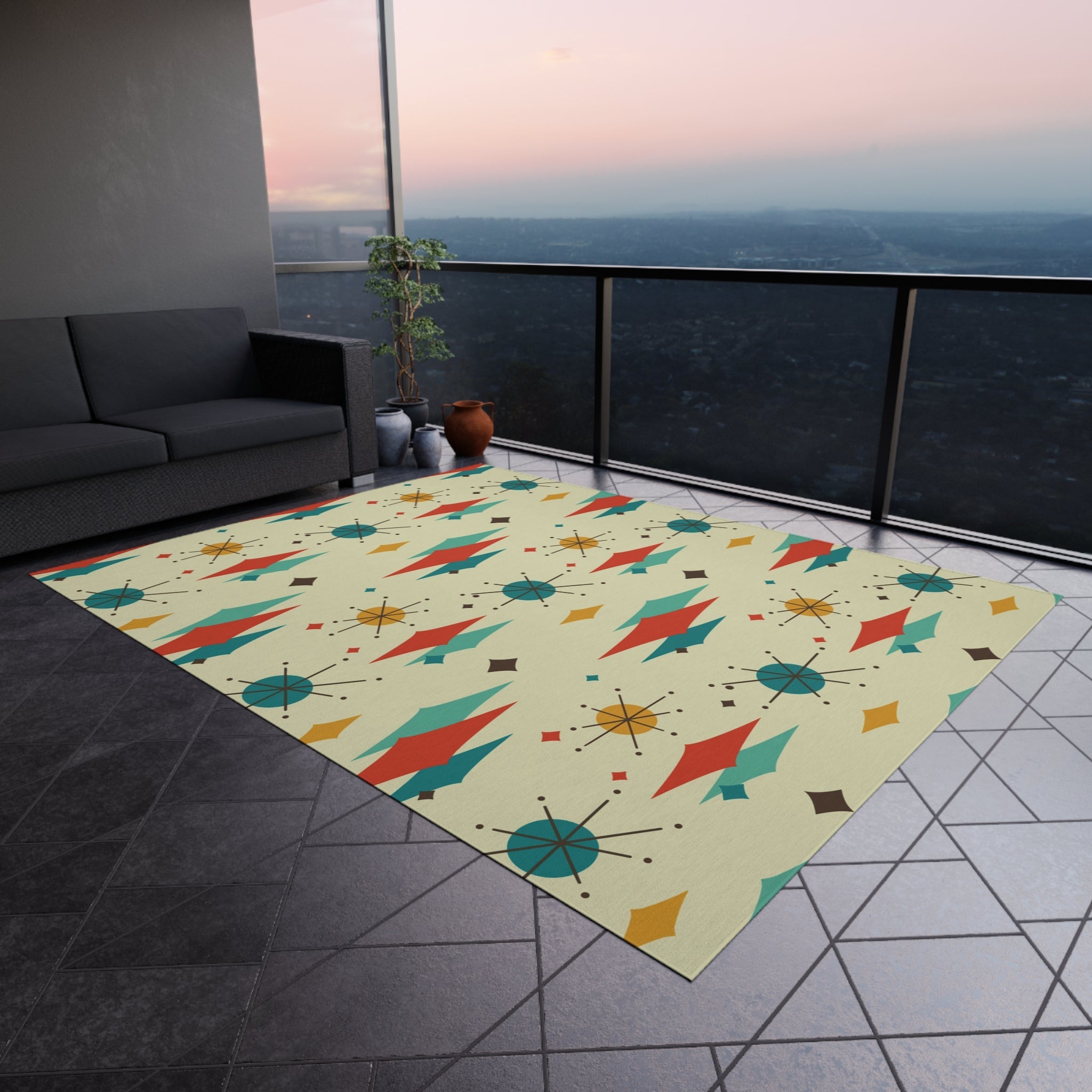 Kate McEnroe New York Franciscan Starburst Diamond Indoor Outdoor Rug, Retro Mid Century Modern Geometric Area RugRugs11006200538994858399
