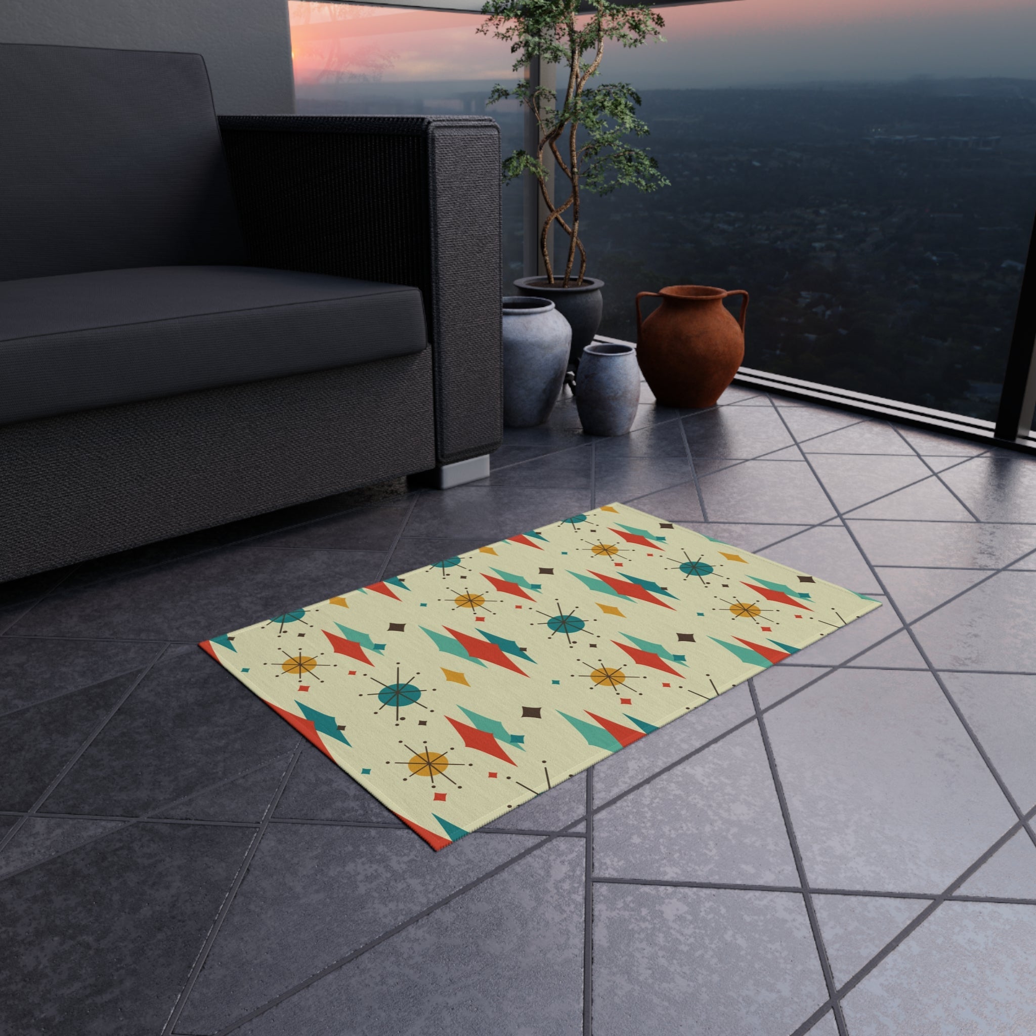 Kate McEnroe New York Franciscan Starburst Diamond Indoor Outdoor Rug, Retro Mid Century Modern Geometric Area RugRugs11006200538994858399