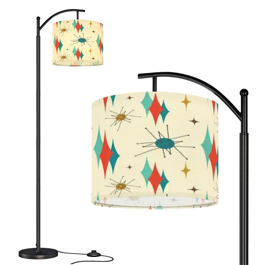 Kate McEnroe New York Franciscan Starburst Mid Century Modern Floor Lamp, 50s MCM Arc Lamp, Retro Teal Orange Starburst LightingArc Floor LampsnznTxUvAHRX