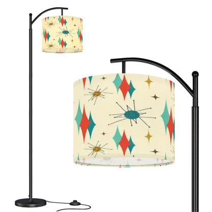 Kate McEnroe New York Franciscan Starburst Mid Century Modern Floor Lamp, 50s MCM Arc Lamp, Retro Teal Orange Starburst LightingArc Floor LampsnznTxUvAHRX