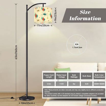 Kate McEnroe New York Franciscan Starburst Mid Century Modern Floor Lamp, 50s MCM Arc Lamp, Retro Teal Orange Starburst LightingArc Floor LampsnznTxUvAHRX