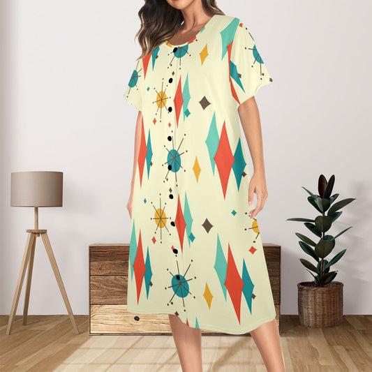 interestprint Franciscan Starburst Mid Century Modern Mumu Loungewear Pajama Set