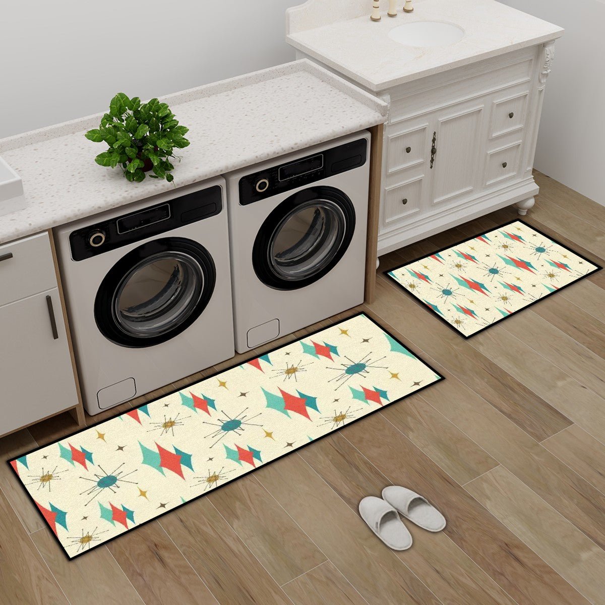 Kate McEnroe New York Franciscan Starburst Mid Century Modern Rug Set, Retro 50s MCM Starburst Floor MatKitchen Floor Mats7vDZ4aLmgd