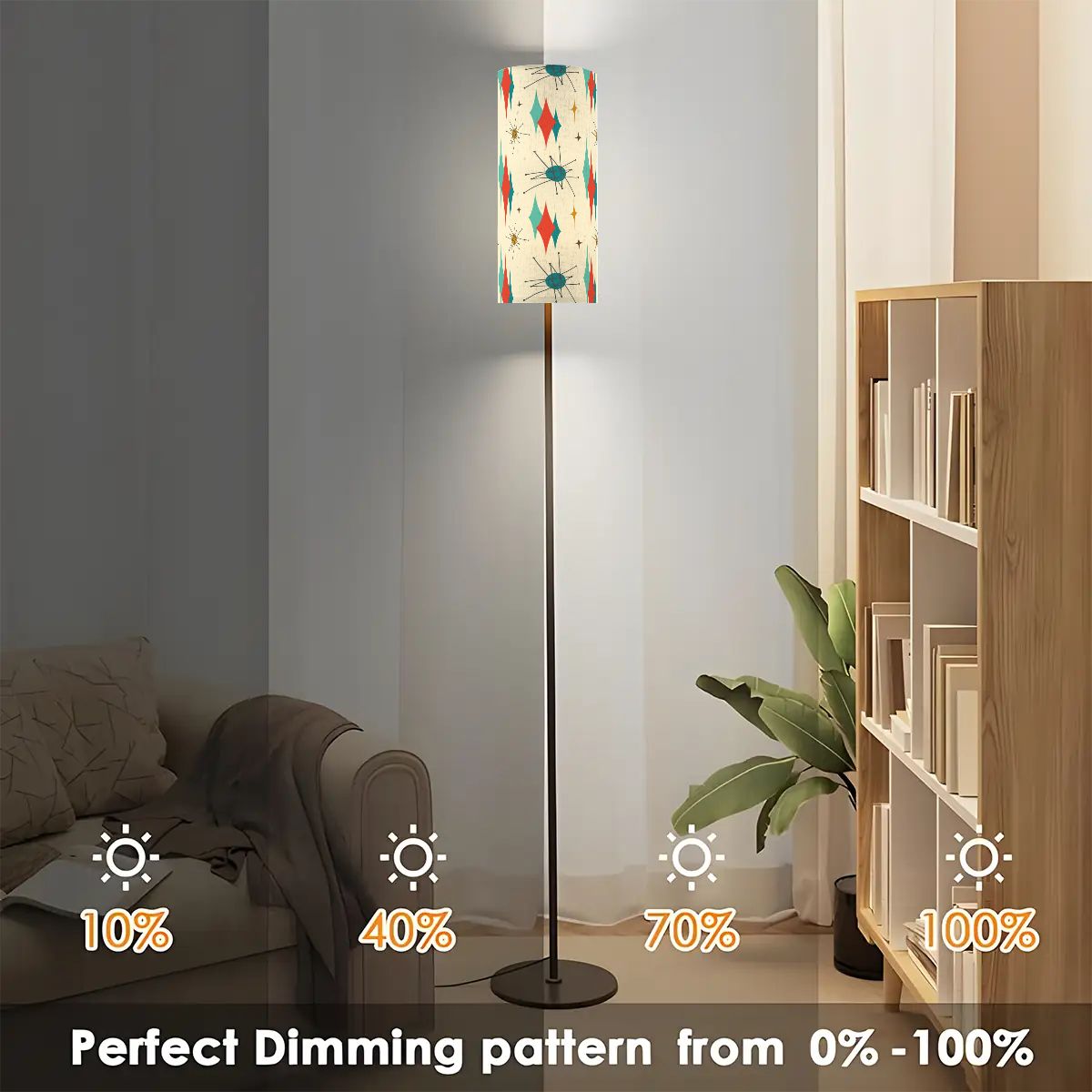 Kate McEnroe New York Franciscan Starburst Mid Century Modern Standing Floor Lamp, 50s MCM Floor Lighting, Retro Teal Orange Starburst Accent LampSlim Floor LampsXIuotrarM1