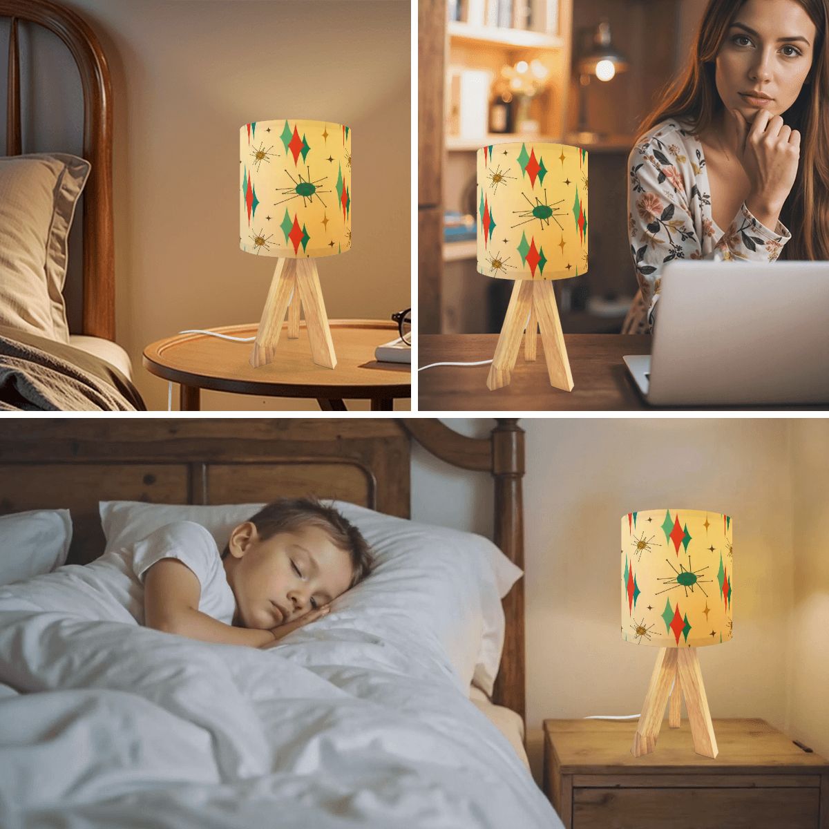 Kate McEnroe New York Franciscan Starburst Mid Century Modern Tripod Table LampTable LampsEnCXWoVTBT