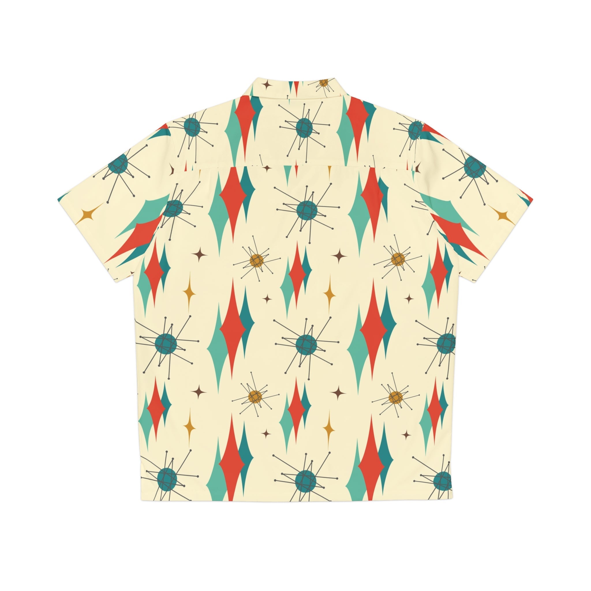 Kate McEnroe New York Franciscan Starburst Retro Button - Up Shirt, Mid Century Modern Atomic 50s Style, Vintage Geometric Men&