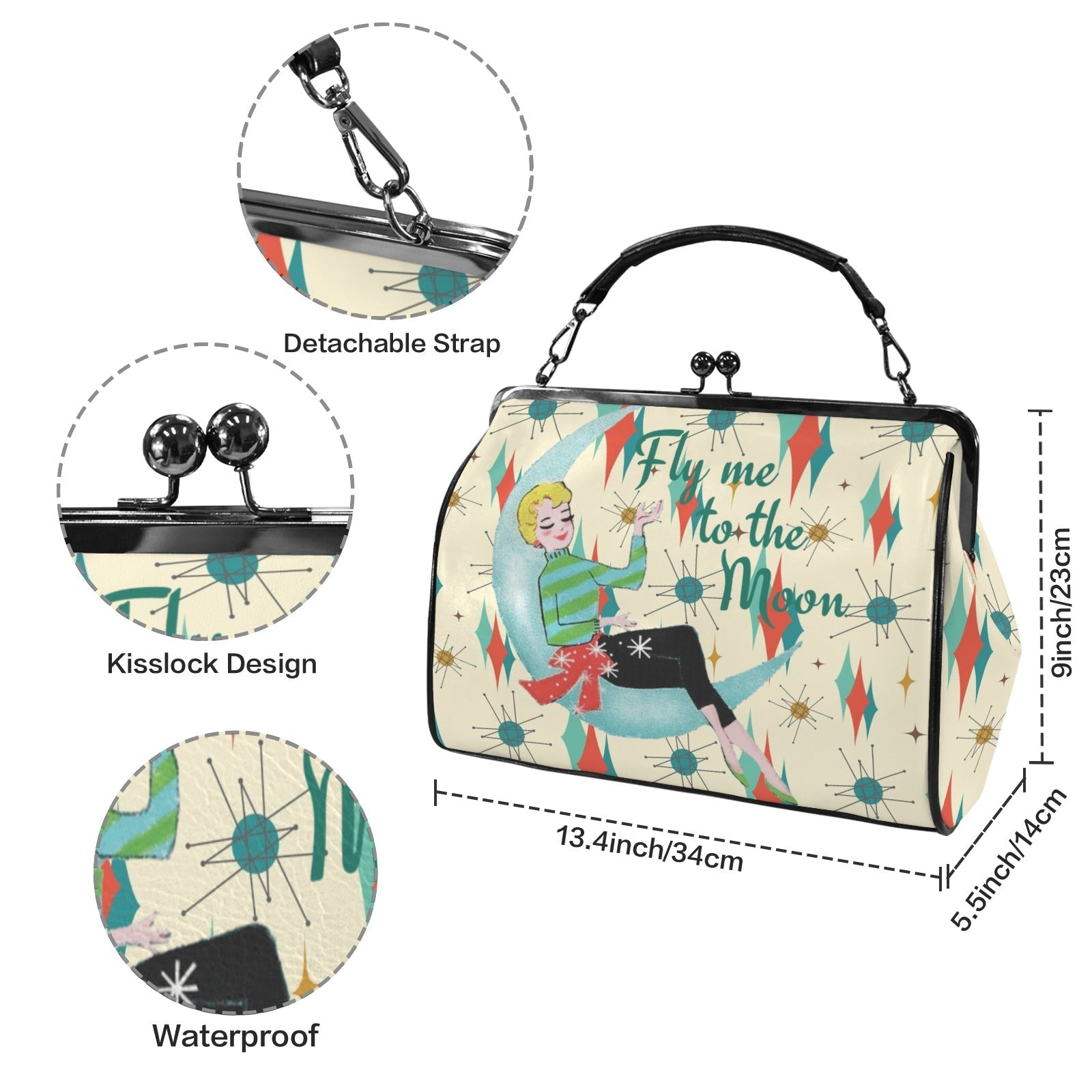 Kate McEnroe New York Franciscan Starburst Retro Vintage 50s Kiss Lock BagCrossbody BagsD3233929