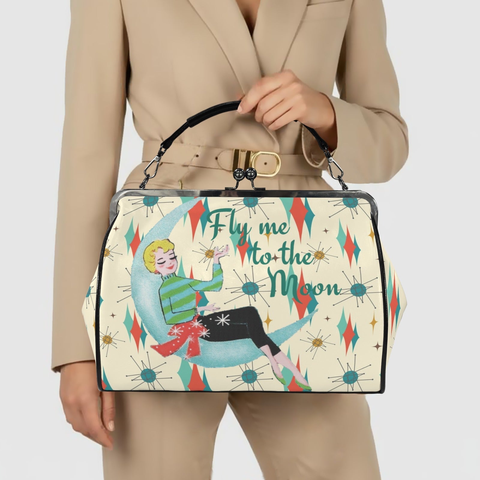 Kate McEnroe New York Franciscan Starburst Retro Vintage 50s Kiss Lock BagCrossbody BagsD3233929