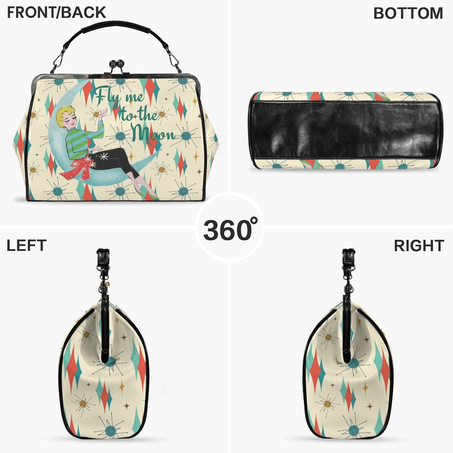 Kate McEnroe New York Franciscan Starburst Retro Vintage 50s Kiss Lock BagCrossbody BagsD3233929