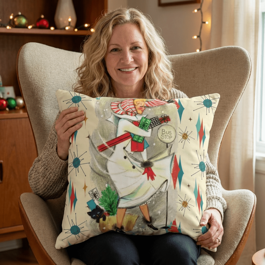 Kate McEnroe New York Franciscan Starburst Retro Vintage Kitsch Christmas Pillow, Mid Century Modern Holiday Throw CushionThrow Pillows10325348134576474992