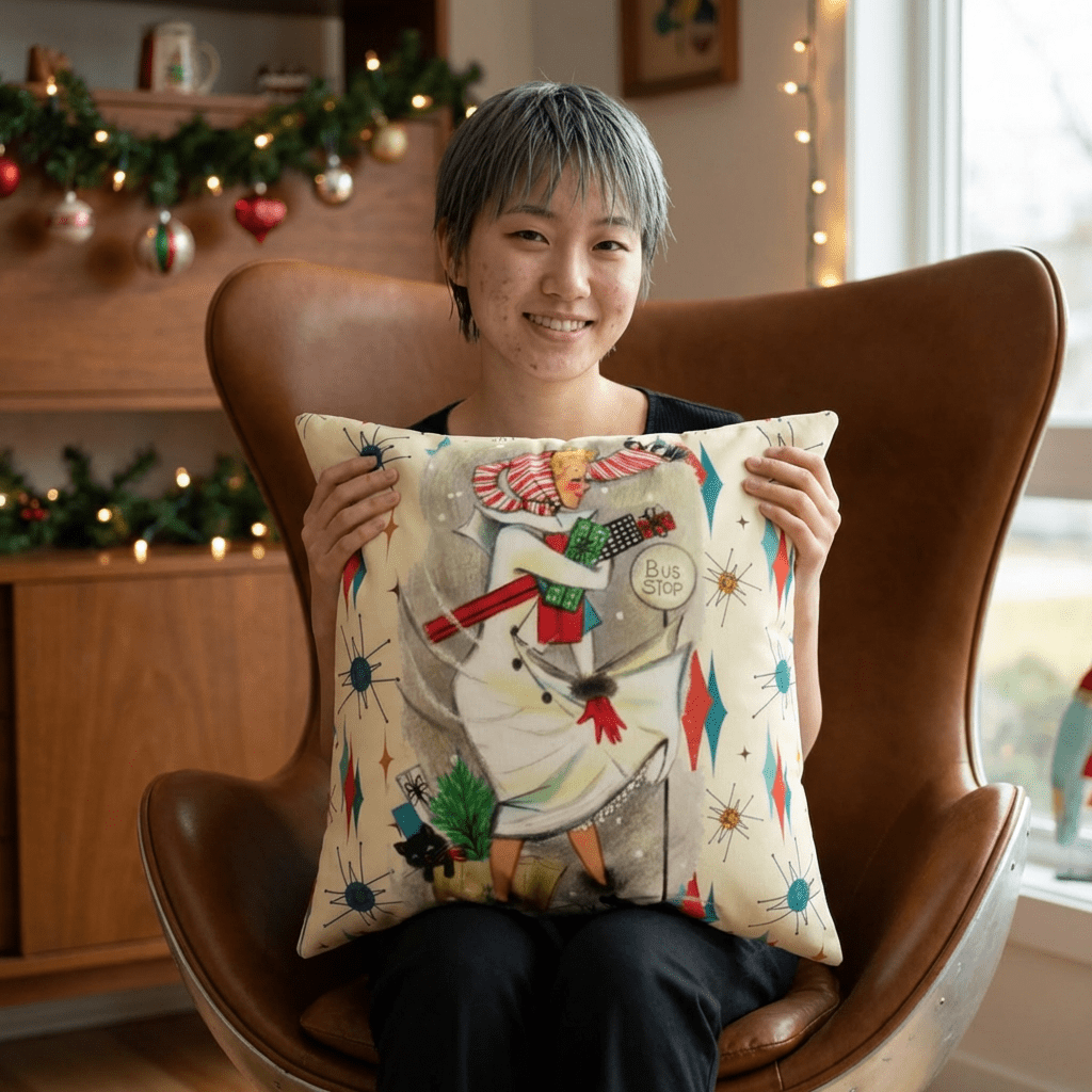 Kate McEnroe New York Franciscan Starburst Retro Vintage Kitsch Christmas Pillow, Mid Century Modern Holiday Throw CushionThrow Pillows33275795545009572431