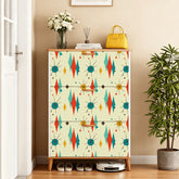 Kate McEnroe New York Franciscan Starburst Shoe Cabinet, Mid Century Modern 3-Tier Storage, Retro Diamond Starburst Entryway OrganizerShoe StorageNZhoyCYpOb