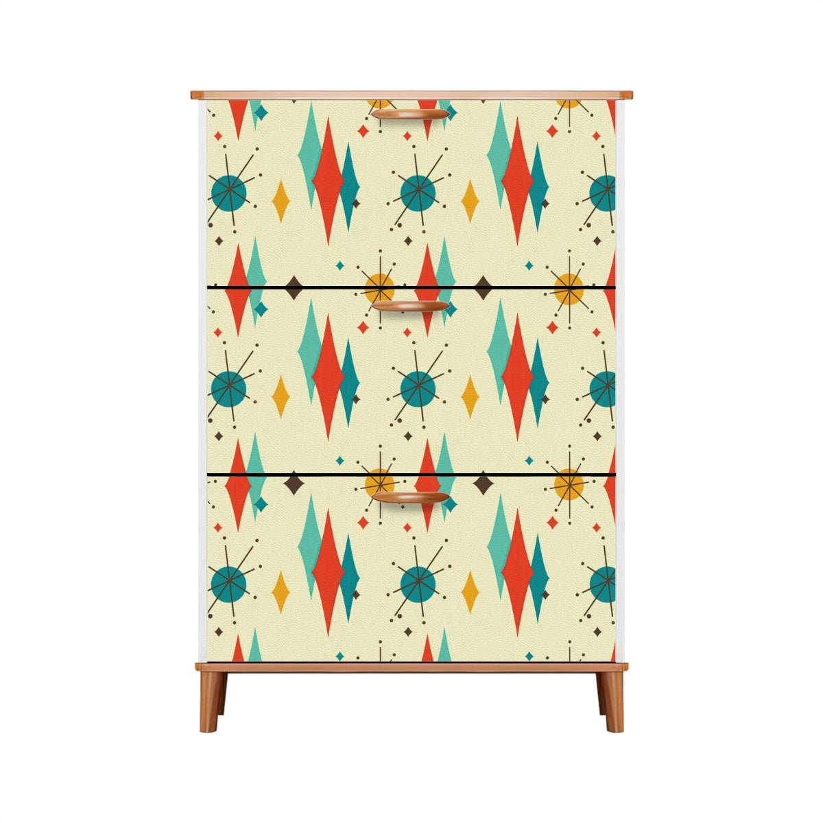 Kate McEnroe New York Franciscan Starburst Shoe Cabinet, Mid Century Modern 3 - Tier Storage, Retro Diamond Starburst Entryway OrganizerShoe StorageNZhoyCYpOb