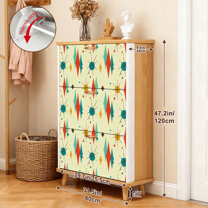 Kate McEnroe New York Franciscan Starburst Shoe Cabinet, Mid Century Modern 3-Tier Storage, Retro Diamond Starburst Entryway OrganizerShoe StorageNZhoyCYpOb