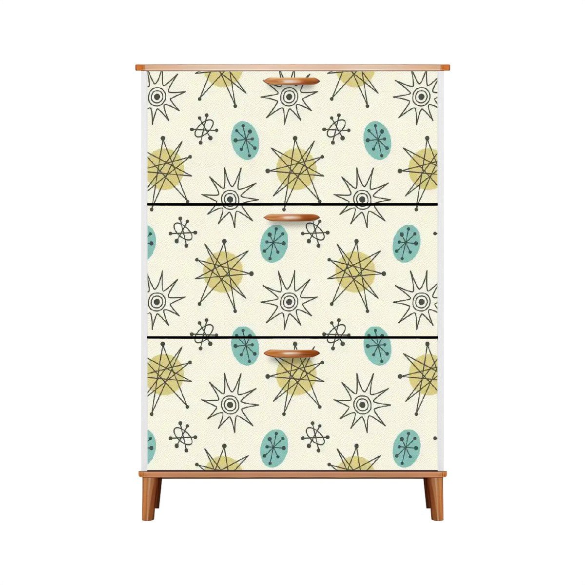 Kate McEnroe New York Franciscan Starburst Shoe Cabinet, Mid Century Modern 50s Retro 3 Drawer Storage RackShoe StorageSpHQVQf8VK