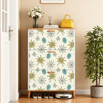 Kate McEnroe New York Franciscan Starburst Shoe Cabinet, Mid Century Modern 50s Retro 3 Drawer Storage RackShoe StorageSpHQVQf8VK