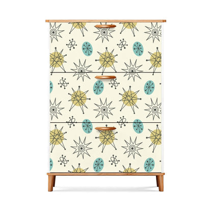 Kate McEnroe New York Franciscan Starburst Shoe Cabinet, Mid Century Modern 50s Retro 3 Drawer Storage RackShoe StorageSpHQVQf8VK