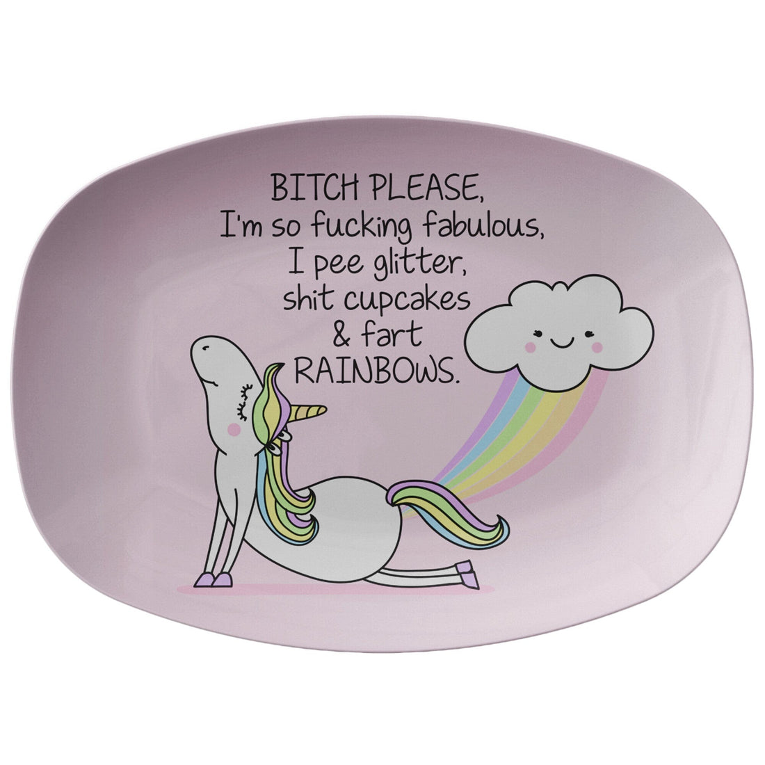Kate McEnroe New York Funny Unicorn Rainbow PlatterServing PlattersP21 - FUN - RAI - 43