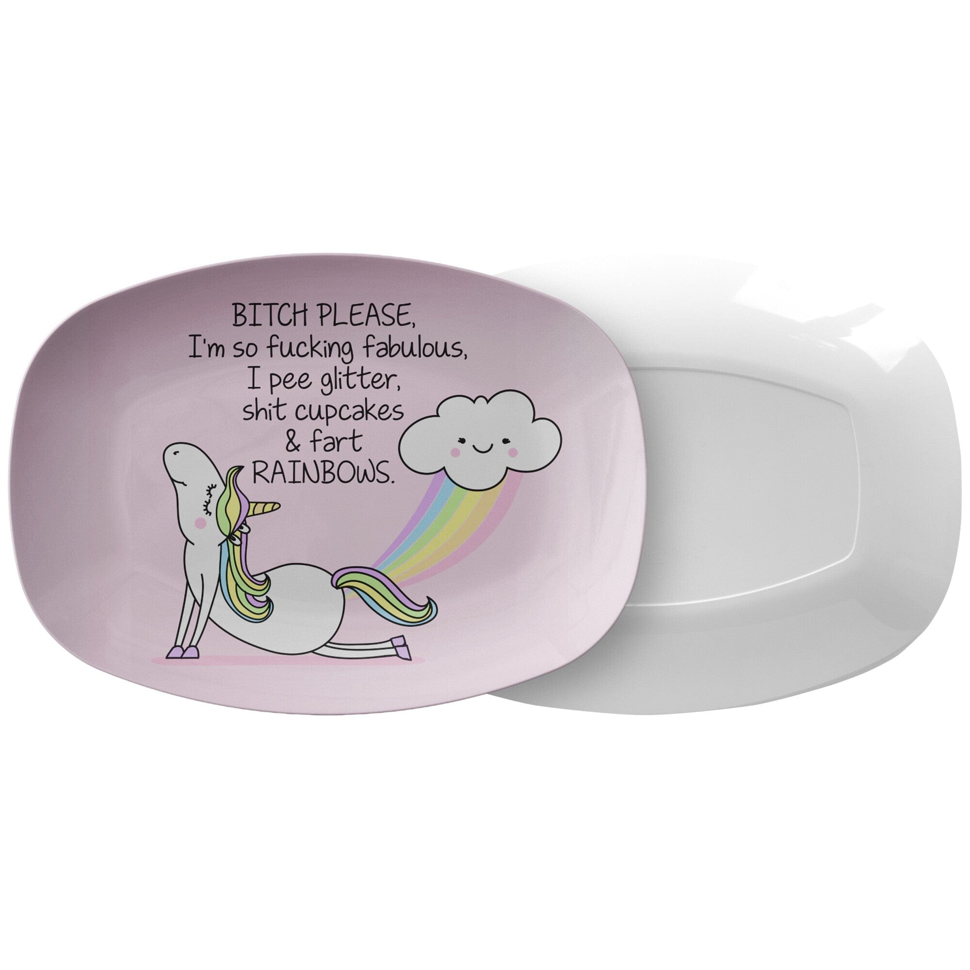 Kate McEnroe New York Funny Unicorn Rainbow PlatterServing PlattersP21 - FUN - RAI - 43
